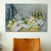 Vault W Artwork 'Curtain (Jug & Bowl of Fruit)' 1893-1894 by Paul Cezanne Painting Print on Canvas in Green | 8 H x 12 W x 1 D in | Wayfair