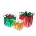 The Holiday Aisle® 3 Piece Glittering Net Fabric w/ Tree Pattern Lighted Display Set Plastic in Green/Red/Yellow | 15 H x 15 W x 15 D in | Wayfair