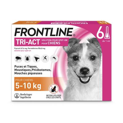 FRONTLINE TRI-ACT Chien, 5 - 10 kg - 12 mois de protection (2 x 6 pipettes)