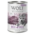 24x400g Wolf of Wilderness Free Range Junior Wild Hills canard, veau élevés en liberté