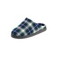 Wide Width Men's Fleece Clog Slippers by KingSize in Hunter Blue Plaid (Size 12 W)