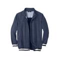 Men's Big & Tall Coaches Collection Baseball-Inspired Jacket by KingSize in Navy Marl (Size 2XL)