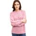 Plus Size Women's Pointelle Yoke Pullover Sweater by ellos in Dusty Pink Marled (Size 22/24)