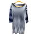 J. Crew Dresses | J. Crew Woman's Sz M Navy Blue And White Striped Shift Shirt Dress 3/4 Sleeves | Color: Blue/White | Size: M