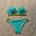 Victoria's Secret Swim | Nwot Women’s Victoria’s Secret Aqua Bikini. Size Large Bottom. 36c Top. | Color: Blue/Green | Size: L