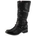 Stiefel MUSTANG SHOES Gr. 38, Normalschaft, schwarz Damen Schuhe Bikerstiefel Reißverschlussstiefel mit Nietenband und Zierkette