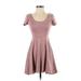 Charlotte Russe Casual Dress - A-Line: Pink Print Dresses - Women's Size Small