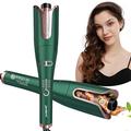 janelove Automatic Hair Curler, Curling Wand, Hair Curlers for Long Hair,170°-230° Adjustable Temperature,Ceramic Barrel, with Portable Storage Bag, Gift for Women(Green&Gold)