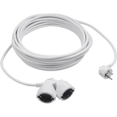 Meister Schutzkontakt-Verlängerung mit Doppelkupplung - 10 m Kabel - weiß - Kunststoffleitung Image