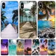 Coque transparente en TPU pour iPhone scène de plage d'été sur la mer palmier 12 13 Mini 11 14