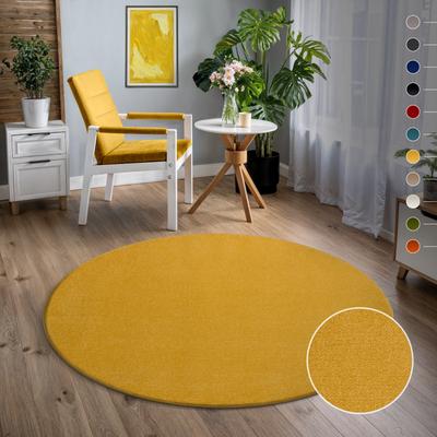Teppich SANAT "Uni", gelb, H:13mm Ø:150cm, Kunstfaser, Teppiche, robuster Kurzflorteppich, große Farbauswahl, Wohnzimmer, alle Räume Image