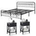 Taomika 3-pieces Platform Bed with Headboard and Modern Nightstands Sets