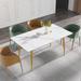 63" Modern Dining Table with Rectangular Marble Tabletop,Carbon Steel Legs