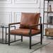 Faux Leather Accent Chair with Black Powder Coated Metal Frame - 29.1*28*31.9 inch