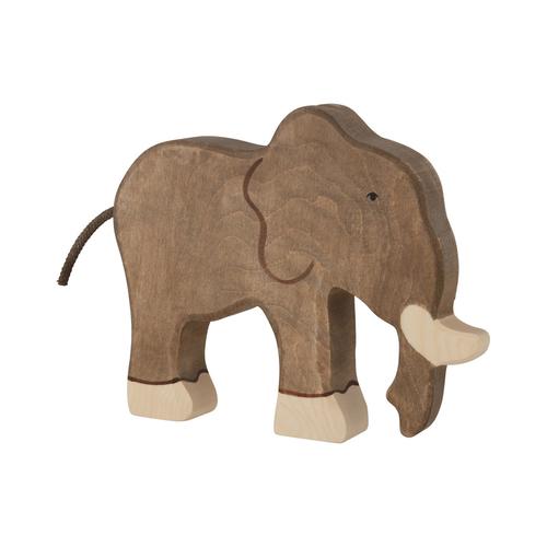 Holztier Elefant In Grau