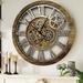 The Gears Clock Oversized 23.8" Wall Clock Wood in Gray | 24 H x 24 W x 8 D in | Wayfair TGC_AM-LI_24-R_Silver Grey