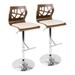 Wade Logan® Betuel Mid-century Modern Adjustable Barstool w/ Swivel In Walnut & Cream Faux Leather- Set Of 2 Upholstered/Leather/Metal/Faux leather | Wayfair