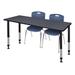 Regency Kee Adjustable Classroom Table & 2 Andy 18 in. Stack Chairs Wood/Metal in Gray/Blue | 34 H x 72 W x 24 D in | Wayfair MT6630GYAPBK40NV