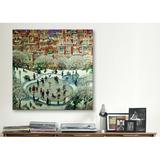 The Holiday Aisle® "City Skaters" by Bill Bell Painting Print on anvas Canvas in Blue/Gray/Orange | 12 H x 12 W x 1.5 D in | Wayfair