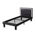 House of Hampton® Polyurethane Twin Size Bed In High Headboard In Black Upholstered/Faux leather in Black/Gray | 39 H x 42 W x 80 D in | Wayfair