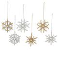 The Holiday Aisle® 6 Piece Sparkling Solid Snowflakes Holiday Shaped Ornament Set, Glass in Gray/Yellow | 3.5 H x 3.5 W x 0.2 D in | Wayfair