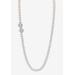 Women's 1.42 Cttw. White Genuine Pearl Necklace W/Cubic Zirconia Clasp Silvertone 32" by PalmBeach Jewelry in Pearl Cubic Zirconia