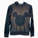 Disney Tops | Disney Bershka Mickey Mouse Sweater Women Small Black Brass Studs Sweatshirt Vtg | Color: Black/Gold | Size: S