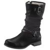 Winterstiefel MUSTANG SHOES, Damen, Gr. 37, Normalschaft, schwarz, Lederimitat, modisch, Schuhe, Stiefelette, Winterboots mit Zierschnallen am slouchy Schaft