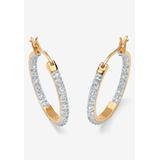 Women's 1/10 Cttw. Round Diamond Accented Hoop Earrings 14K Gold Over Sterling Silver Jewelry by PalmBeach Jewelry in Diamond