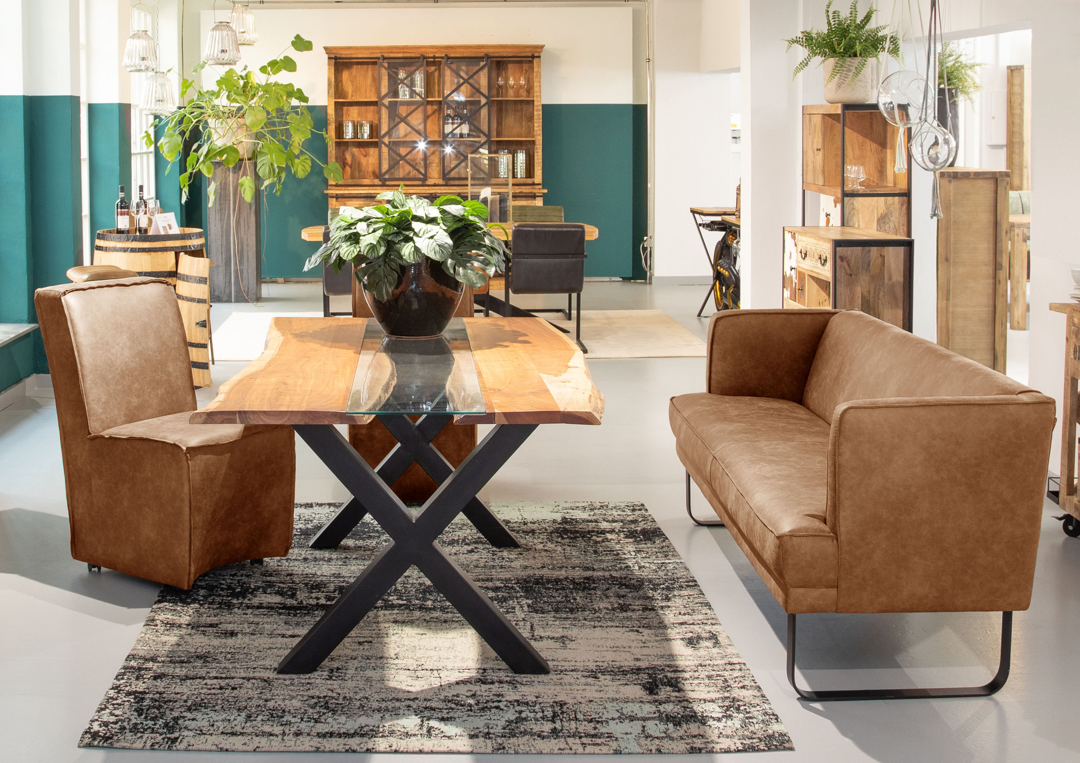 Küchensofa GUTMANN FACTORY "Brown", bunt (mittelbraun, rot, olive, jeansblau, braun, tannengrün), B:190cm H:80cm T:70cm, 100% Polyester, Sofas