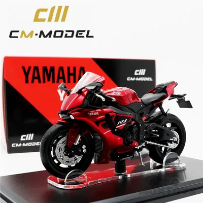 Modèle de moto moulé sous pression rouge et noir CM 1:18 YAMAHA R1 2018/2019