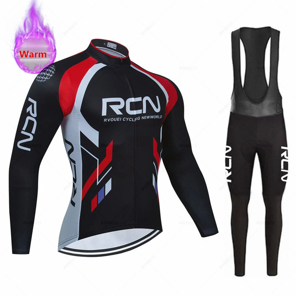 Rcn-Ensemble de vêtements de cyclisme thermiques chauds pour hommes, maillot de vélo d'hiver, sport d'équitation, vêtements de vélo VTT, Lesslot Ciclismo zones bre