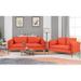 2 PCS Sofa Sets Linen Upholstered Loveseat and 3 Seat Couch Set Orange