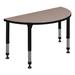 36" x 18" Half Round Height Adjustable Classroom Table- Beige