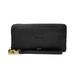 Women's Fossil Black Shelton State Buccaneers Leather Logan RFID Zip Around Clutch