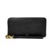 Women's Fossil Black Harold Washington College Phoenix Leather Logan RFID Zip Around Clutch