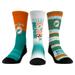 Unisex Rock Em Socks Miami Dolphins Throwback Three-Pack Crew Sock Set