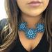 Anthropologie Jewelry | Anthropologie Blue Flower Statement Necklace | Color: Blue/Gold | Size: Os