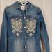 Lularoe Jackets & Coats | Lularoe Jacket Machine Embroidered Southwestern Size X Small Blue Jean Button | Color: Blue | Size: Xs