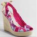 Coach Shoes | Coach Maritza Espadrille Platform Wedge Peep Toe Pink Canvas Heeled Sandals | Color: Pink | Size: 10