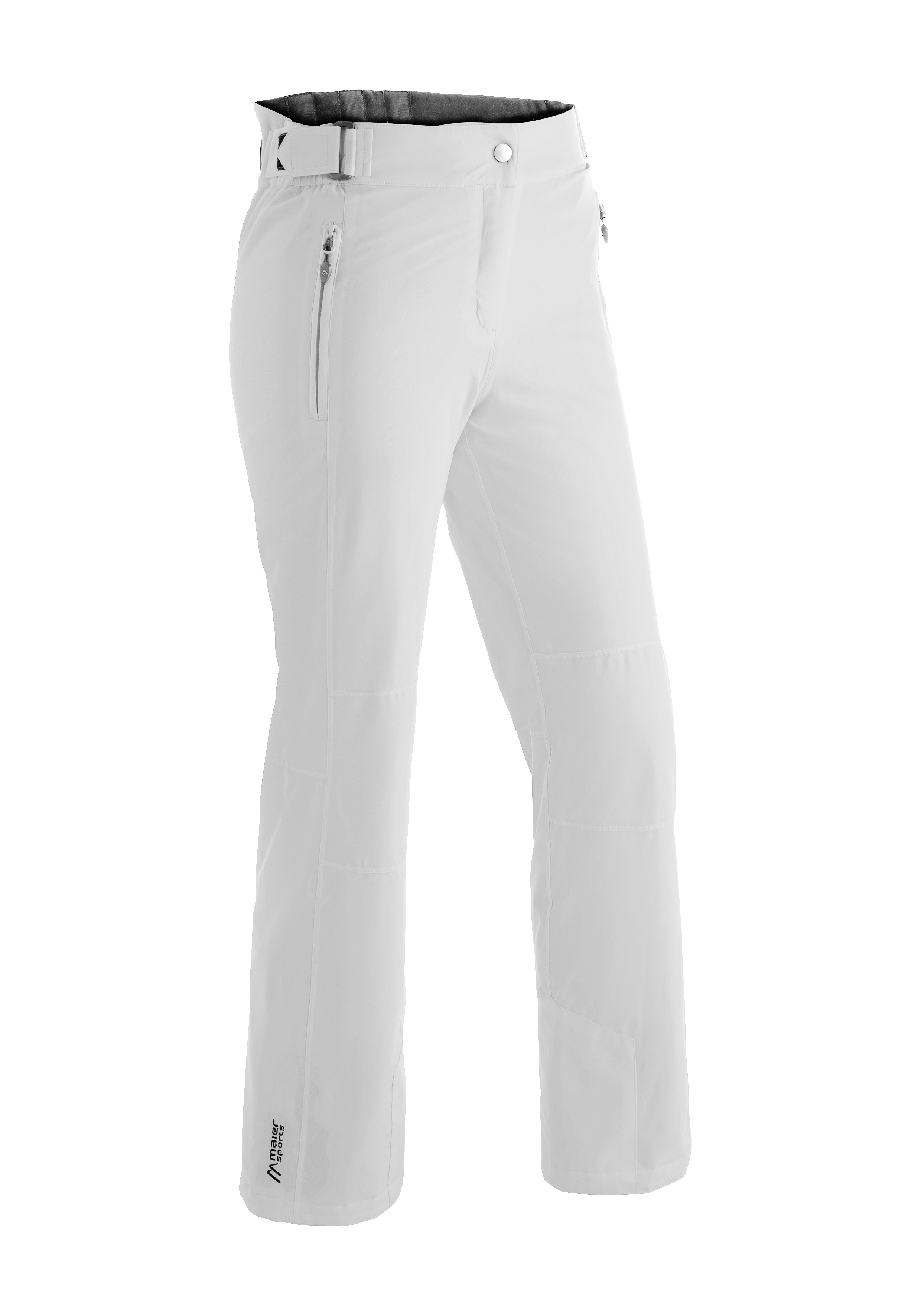 Skihose MAIER SPORTS "Vroni slim", Damen, Gr. 38, Normalgrößen, weiß, 100% Polyester, Hosen, Damen Schneehose, wind- und wasserdicht, 2 RV-Taschen, Slim Fit Image