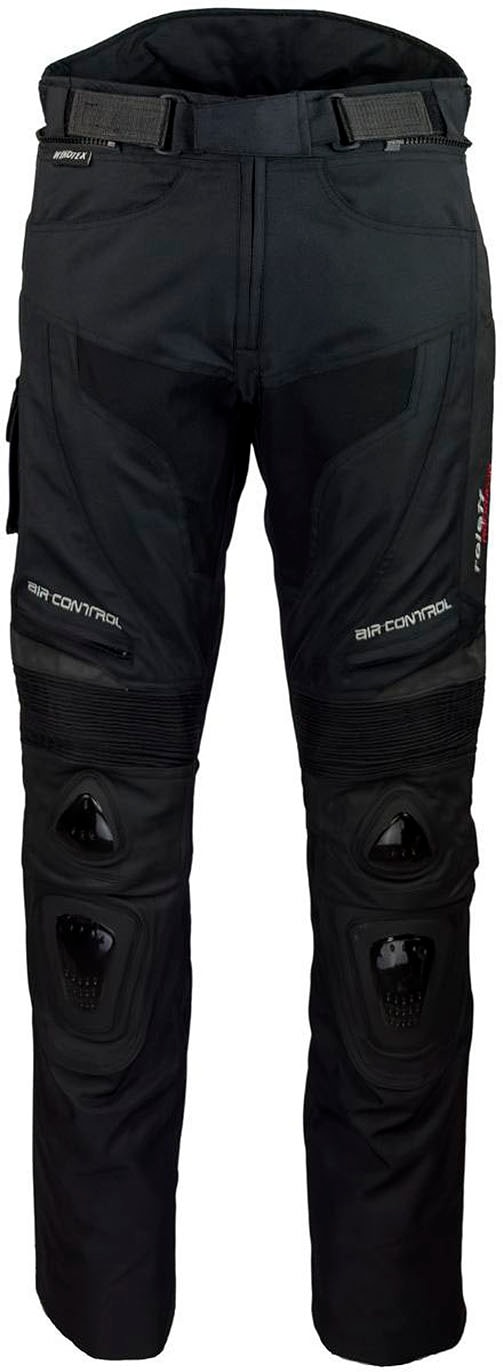 Motorradhose ROLEFF "RO 490" Gr. XXXL, schwarz, Hosen, 3XL, N-Gr, Obermaterial: 70% Polyester, 30% Rindnubukleder. Applikation: 100% Rindsleder. Innenfutter: 100% Polyester, wind- und wasserdicht, atmungsaktiv