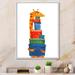 Zoomie Kids Cute Giraffe w/ Gift Boxes - Picture Frame Print on Canvas Metal in Blue/Green/Orange | 40 H x 30 W x 1.5 D in | Wayfair