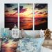 Highland Dunes Sea Sunset Landscape View - 3 Piece Floater Frame Photograph on Canvas Canvas, Wood in Blue/Red/Yellow | 32 H x 48 W x 1 D in | Wayfair