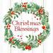 The Holiday Aisle® Wreath Watercolor Christmas Blessings Canvas, Wood | 12 H x 12 W x 1.25 D in | Wayfair 403722535F834274A9819449EBE92D42