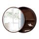 QARNBERG Wall Mounted 60cm Wall-Mounted Round Mirror Bathroom Storage Mirror Cabinet Sliding Cabinet Door Design Wooden For Bathroom Kitchen Bedroom (Color : Black) (Walnut Color)