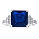 Art Deco Style Huge 5 CTW Clear Simulated Blue Sapphire Cocktail Ring AAA CZ Stepped Side Stone Style Radiant Brilliant Cut Square Engagement Ring For Women .925 Sterling Silver Rhodium