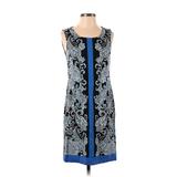 Lands' End Casual Dress - Shift Scoop Neck Sleeveless: Blue Paisley Dresses - Women's Size 4 - Print Wash