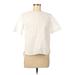 Uniqlo Short Sleeve Button Down Shirt: White Print Tops - Women's Size 7