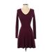 Hollister Casual Dress - A-Line: Burgundy Solid Dresses - Women's Size X-Small